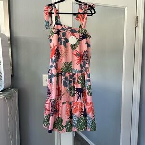 Umgee Pink Leaf Print Mini Dress